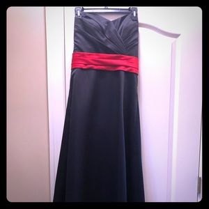 Full length strapless gown